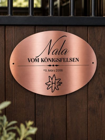 Boxenschild Pferd Rosé Gold Oval
