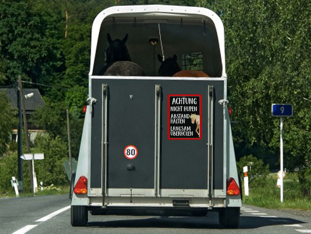 Schild für Anhänger Pferdeanhänger-Schild "Bitte Abstand halten" 