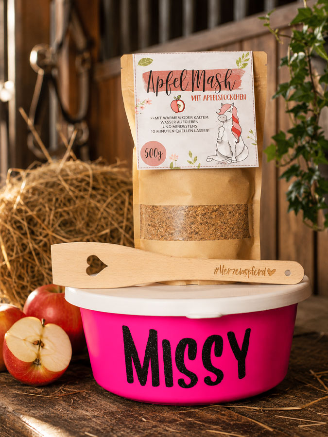 Futterschüssel Pferd Geschenkeset Mash