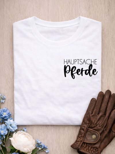 T-Shirt Stall-Shirt Hauptsache Pferde weiß