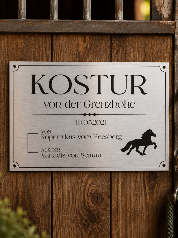 Boxenschild Pferd Silber Classic – Bild 2