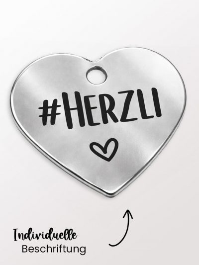 Halftermarke Glücksbringer Herz Silber