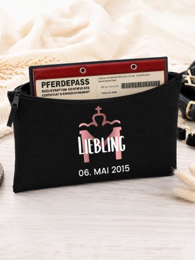 Pferdepass Hülle Zipper schwarz